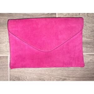 JCREW Womens Magenta Suede 100% Leather Envelope Purse/Clutch